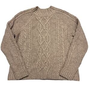 Abercrombie & Fitch Sweater Womens Sz M Chunky Cable Knit Pink Preppy Pullover